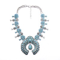 Aiyana Turquoise Stone Silver Toned Statement Necklace